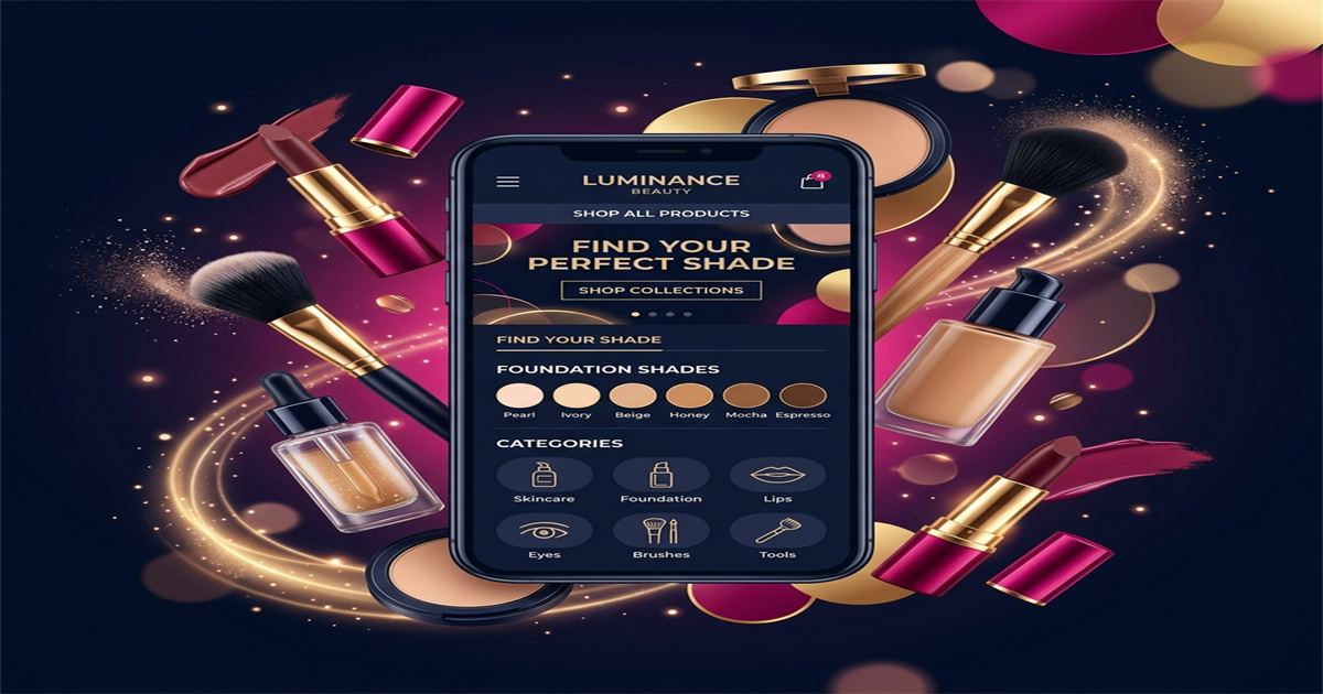 RetaPOS cosmetics beauty store POS system showing shade variant matrix and batch expiry tracking on smartphone
